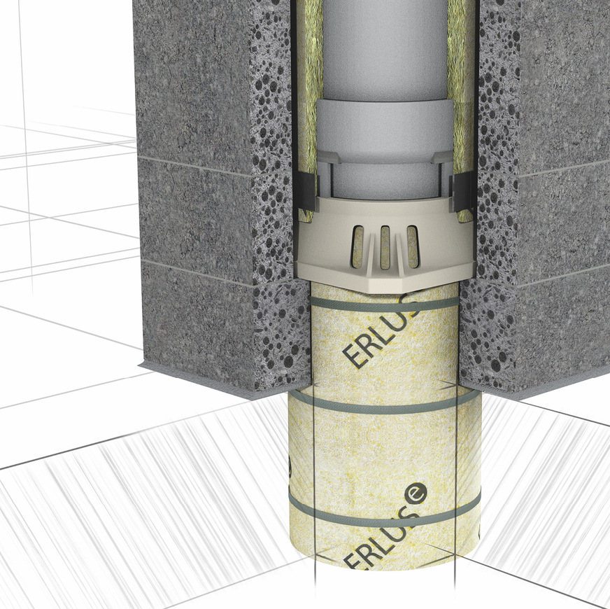 So sieht der montierte&nbsp;Keramische Deckenanschluss „KDA“ im Detail aus.