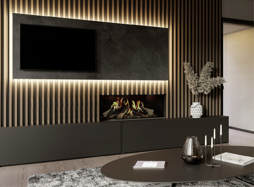 Mit dem „Virtuo Evolve“ von Spartherm sind innenarchitektonisch keine Grenzen gesetzt: Die flexiblen Elektrokamine sind nicht an einen Schornstein oder Rauchabzug gebunden. Sie können daher überall im Haus integriert werden. Die fügen sich perfekt in jede Inneneinrichtung ein – zum Beispiel als Element kreativer Wandgestaltungen, als Raumtrenner und selbst direkt unter TV-Geräten.