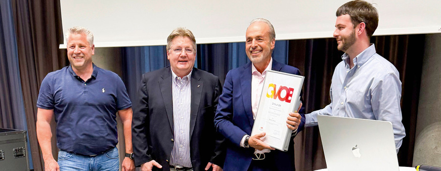 Ehrung von Norbert Müller für sein langjähriges&nbsp;Engagement beim GVOB, v.l.n.r.: Michael Hieckmann, Guido Eichel, Norbert&nbsp;Müller, Robert Mülleneisen.