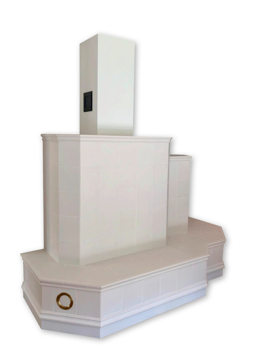 Und das kann am Ende daraus ­werden: Ein komplett mit Rath Feuerraum und Zugsystem beim Kunden erstellter Kachelofen.