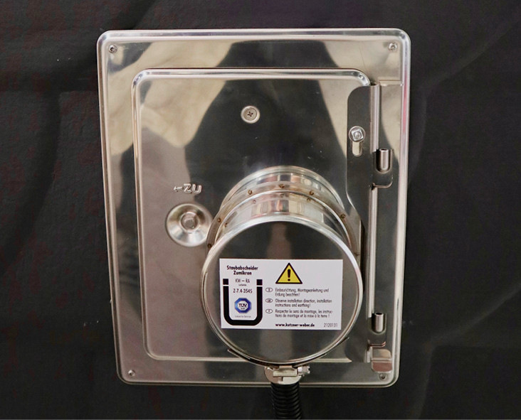 Partikelabscheider „Ceramic RV 140/200“, einsetzbar am Schornsteinkopf.