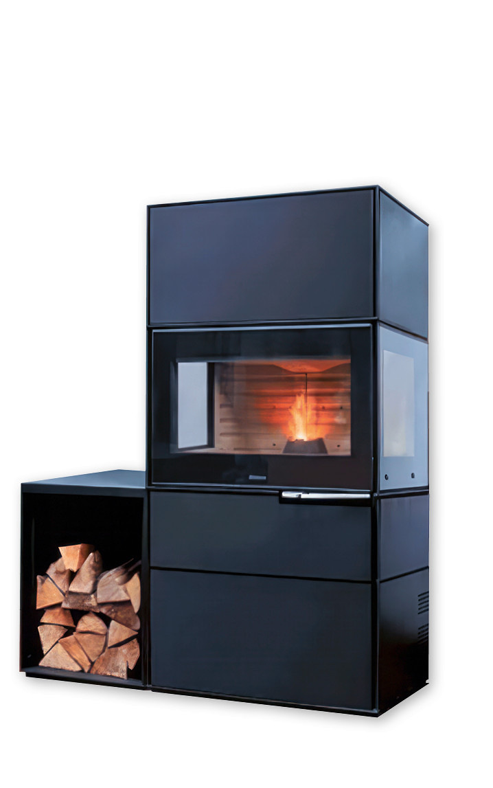 Im Scheitholz- wie im Pelletbetrieb arbeitet der „Aduro H1“ mit&nbsp;Naturzug. Der Pellettank befindet sich unter dem Ofen, eine&nbsp;Förderschnecke fördert die Pellets nach oben.