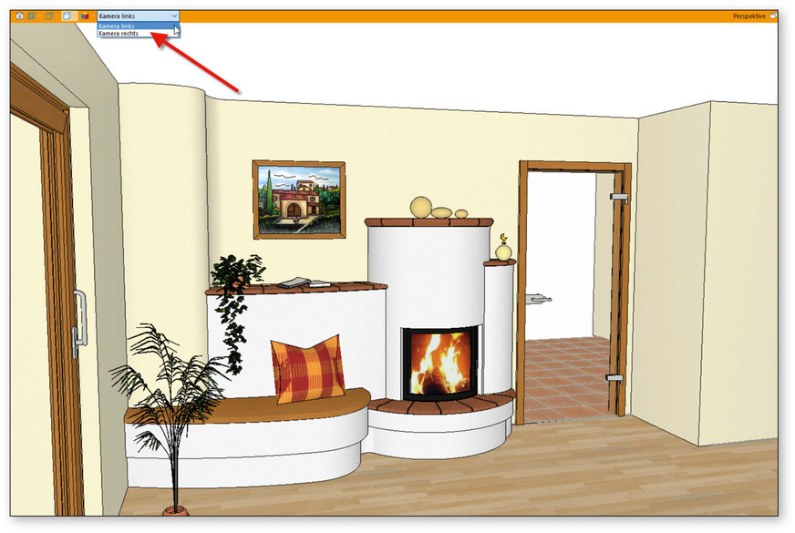 Abb. 11: Auswahl der Kamera im Perspektivfenster