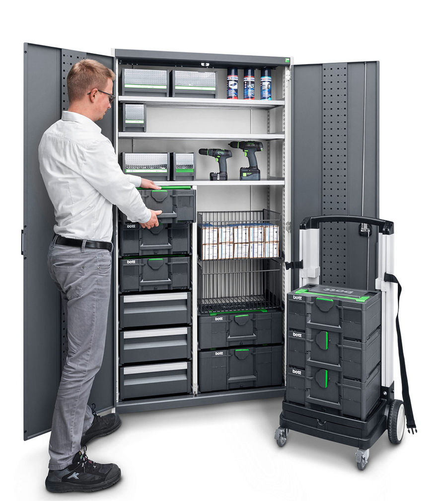 Praktisch: Aus dem Schrank in der Firma lassen sich die Systainer ...