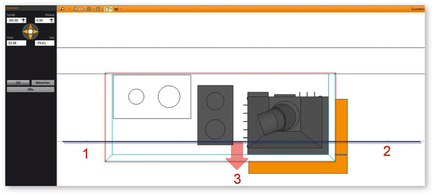 Abb. 9: Streckebene mit Hilfe der Alt-Taste