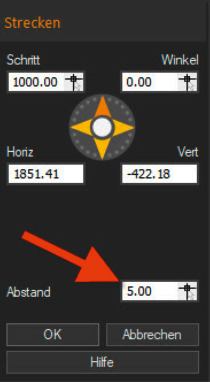 Abb. 3: Abschluss des Streckbefehls