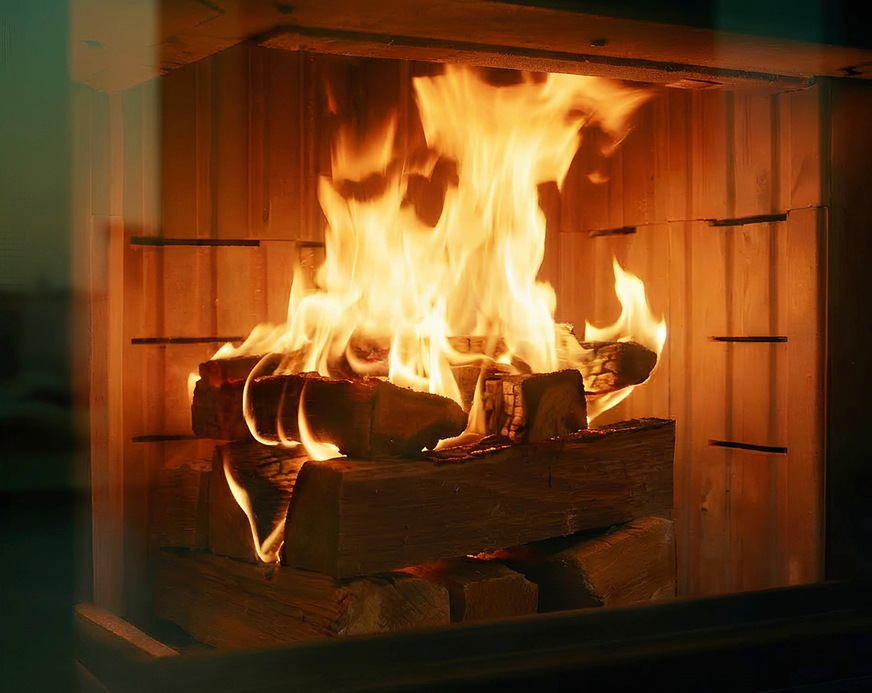 ... und hier mit Holzfeuerung..