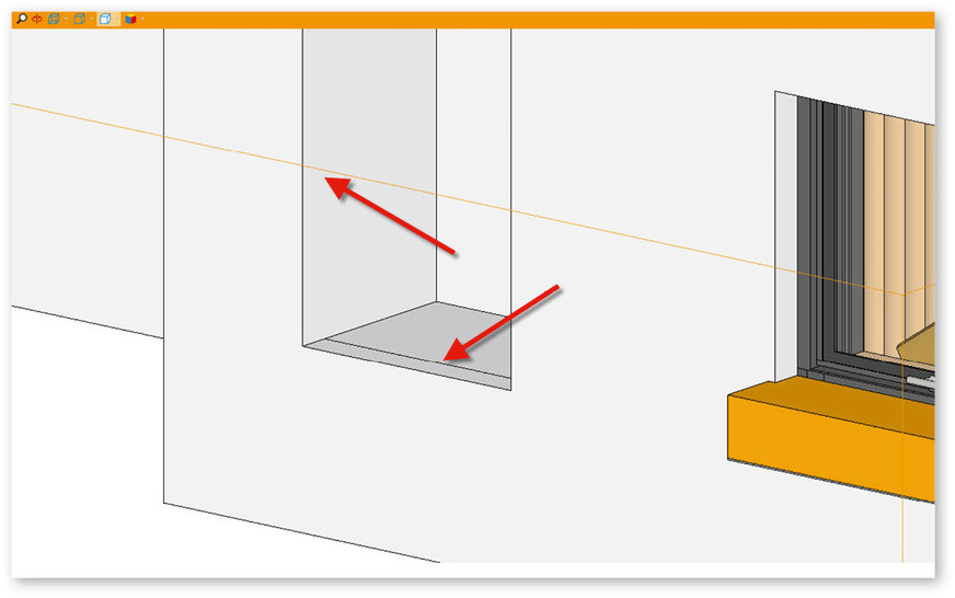 Abb. 10: Nische mit unsichtbarer (seitlich) und sichtbarer Kante (unten)