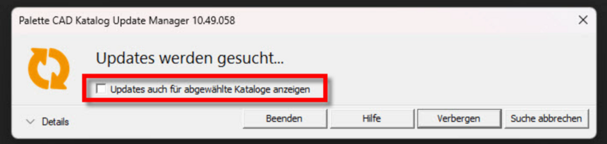 Abb. 6: Suche nach Katalog Updates