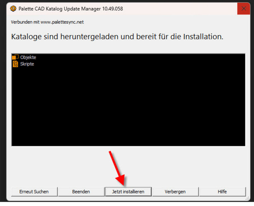 Abb. 11: Installation neuer Kataloge