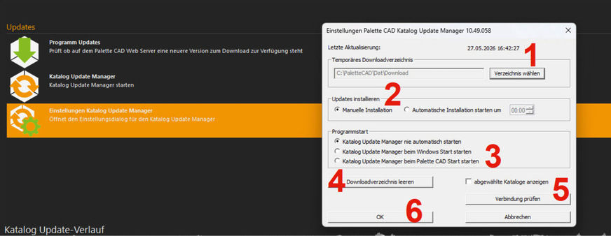 Abb. 14: Einstellungen für den Katalog Update Manager