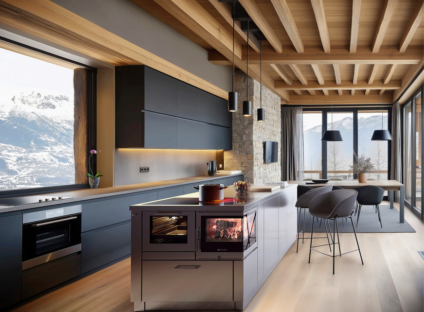 Pertinger – Ökoalpin Living (90/100)Die jüngste Innovation der Südtiroler Serienherde (2025) leistet 9&nbsp;kW bei rund 85&nbsp;% Wirkungsgrad und ist als Energieeffizienzklasse A+ eingestuft, erhältlich in 90, 100 und 110&nbsp;cm Breite. Die Feuertür sitzt über Eck mit selbstreinigender Dreifach-Verglasung, die Herdplatte gibt es geschliffen aus Stahl oder als Glaskeramik, die Sockelschublade läuft mit Selbsteinzug. Über das „Air System“ lässt sich der Herd dicht in die Küchenzeile einbauen.