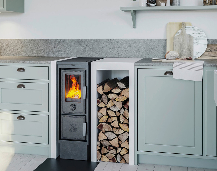 Westbo – Holzherd 300Der Holzherd 300 von Westbo ist ein klassischer Gusseisen-Herdofen mit einer Breite von lediglich 30 Zentimetern und der üblichen Rastermaß-Tiefe von 60 Zentimetern, mit der sich jede noch so kleine Nische in der Küche nutzen lässt. Der stromlos arbeitende Westbo 300 kann nicht nur zum Kochen genutzt, sondern mit einer Wärmeleistung von 5,5 kW auch als zusätzliche Wärmequelle eingesetzt werden. Wo Küche und Wohnbereich ineinander übergehen, wird das Gerät zum sichtbaren Mittelpunkt und zur Heizquelle oft für ein ganzes Geschoss.
