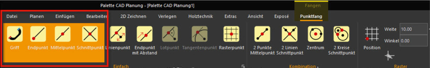 Abb. 6: Permanente Fangoptionen nach den Anpassungen.
