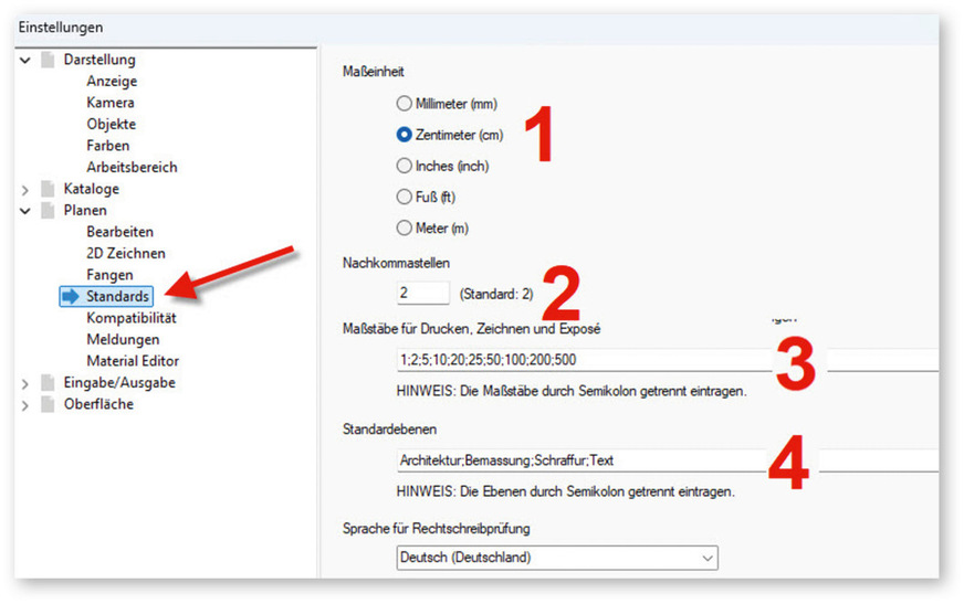 Abb. 8: Unterpunkt „Standards“ im Ordner Planen.