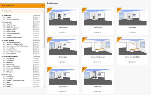 Wie in einem Lehrbuch sind die Schulungsinhalte übersichtlich und strukturiert in einzelnen Lektionen abrufbar. So kann bei konkreten Fragestellungen schnell eine Lösung gefunden werden.