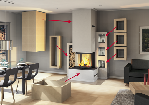 Mit der Funktion „Kanal“ lassen sich glatte Ofen- und Kaminverkleidungen rasch erstellen. Mit dem „Extrusion“-Befehl werden die Abdeckungen definiert.