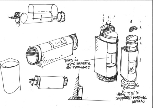 Die Entwurfszeichnungen des Ofens.