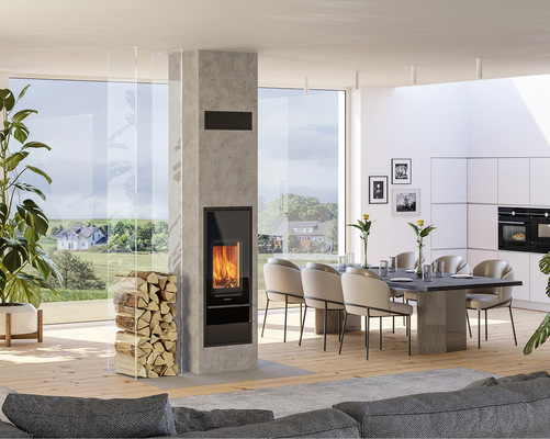 Schornstein und Ofen in einem. Eine interessante Lösung von Schiedel.