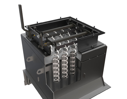 Hoher Bedienkomfort und ein einwandfreier Betrieb des Wasserwärmetauschers sind durch den integrierten Wärmetauscherreiniger  „ WTR ”  gewährleistet. Alle Tauscherröhren sind mit 3 mm starken Edelstahlspiralen ausgerüstet. Diese sind an einem gegenläufigen zweiachsigen Hebelmechanismus eingehängt. Der Mechanismus ist für dauerhaften Betrieb in Messinghülsen gelagert. Der Bedienhebel kann je nach Er­fordernis an beiden Seiten des Wärmetauschers montiert werden.