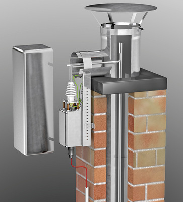 Auch elektrisch arbeitende Staubabscheider wie der   „Refine“ von Schräder machen den Weiterbetrieb eines Ofens bei Stromausfall problemlos möglich.