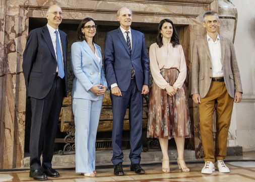 Von links: Enrico Bressan, Chiara Palazzetti, Christian Masset, Valentina Romè, Marco Palazzetti. - © Foto: Martin Henze
