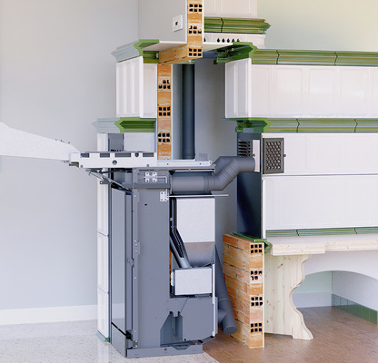 Mit dem hochformatigen Pellet-Heizeinsatz „PVertical“ von Thermorossi lassen sich herkömmliche Scheitholzeinsätze durch einen Pellet-Heizeinsatz ersetzen, der zugleich ein tolles Flammenbild bietet.