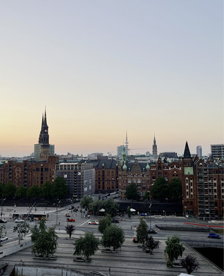 Abendstimmung über den Dächern der Stadt Hamburg. - © Foto: Martin Henze
