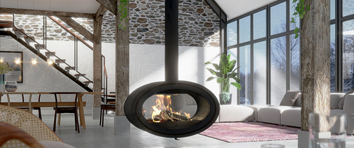 Der Name ist Programm: Design-Kamin „Oval“.