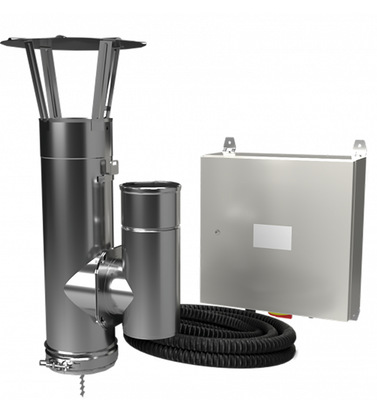  Zügige Montage inklusive: hier der   „Airjekt 1 Outdoor Top   “ für den ­Einbau direkt an der Schornsteinmündung. 