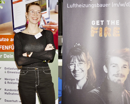 Helene Schütze strahlt nicht nur als „Ofenheldin“ vom Plakat, sondern ist auch „live“ eine engagierte Botschafterin der Branche. - © Foto: Martin Henze
