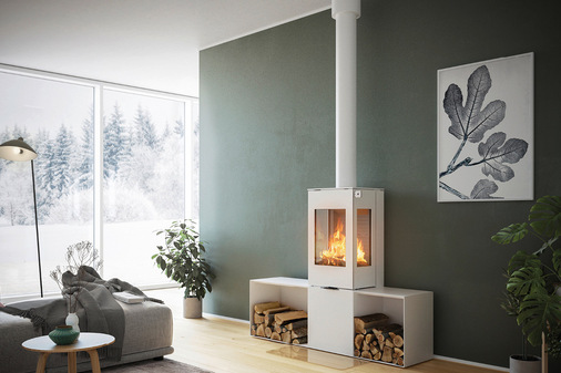 Kaminöfen wie der Attika „Nexo“ sind in verschiedenen Höhen und ­Farben erhältlich.