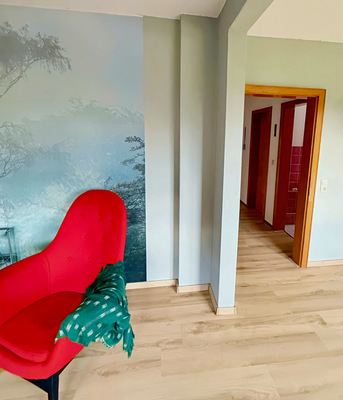 Der Pelletofen sollte in die Ecke zum Wohnzimmerdurchgang kommen.