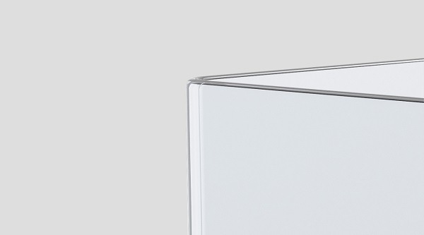Die „ROBAX® IDEAL Bending Edge“ verbessert den optischen Eindruck der Biegekante und wertet rahmenlose Designs auf. 