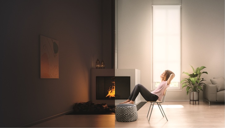 ROBAX® NightFlame aus dem Night Design Portfolio sorget für ein stimmungsvolles Flammenbild im An-Zustand und einen Dead-Front-Effekt im Aus-Zustand. 