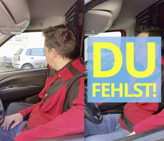 Start zum Kunden: Der Meister bespricht mit „seinem“ Azubi, was heute wichtig ist. Aber der Beifahrerplatz ist leer – es gibt den Auszubildenden   nämlich noch gar nicht. 