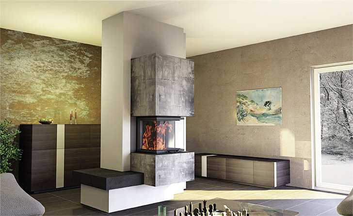 Planungspaket von Camina & Schmid: Monatlich erscheinen Einbaubeispiele von Feuerstätten mit Heiz- oder Kamineinsatz, inklusive aller relevanten Daten zur Realisierung.