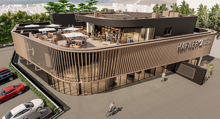 Visualisierungen des Gebäudes.