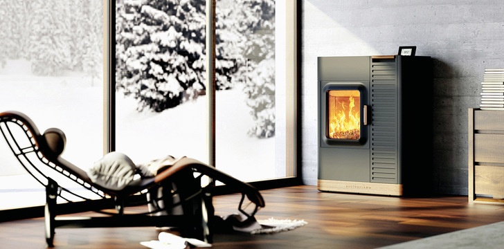 Kamin-   und   Pelletofen   als   Zusatzheizung   ­verbessern   die   CO ₂ -Bilanz.