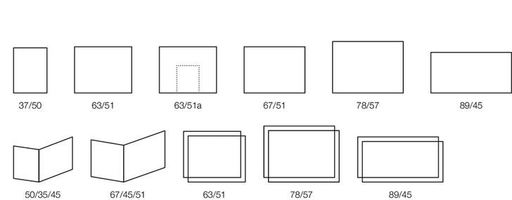 Kamineinsätze – Übersicht der lieferbaren Formate.