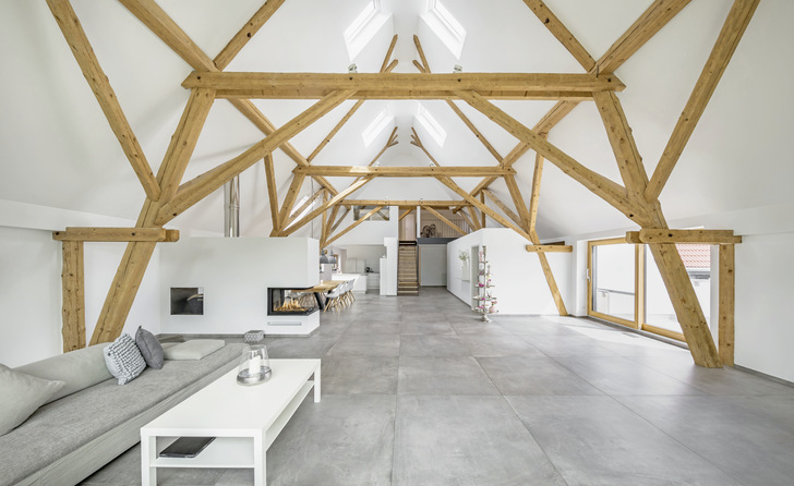 Die großzügig dimensionierte Kaminanlage macht in der ehemaligen Scheune eine gute Figur.