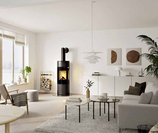 „Caro 130“ ermöglicht aufgrund seiner Größe Platz für ein Speicher­modul mit einem Gewicht von 25 Kilogramm und bietet lang anhaltende Strahlungswärme.