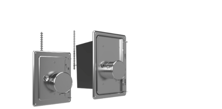 In zwei Baugrößen verfügbar – der Airjekt 1 Ceramic mit Verschlussriegel: links die kompakte Türgröße 140 × 200 mm, rechts das bekannte Format 200 × 300 mm.