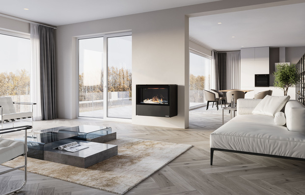 Elektro-Kamin ZIVA: Täuschend echtes Effekt-Feuer, regelbare Wärme und flexible Positionierung.