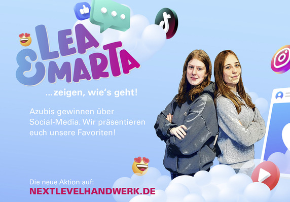  Viele Handwerksbetriebe nutzen Instagram, TikTok und Co. zur Ansprache potenzieller Auszubildender. Aber wie kommen diese Posts bei den Jugendlichen an? Was funktioniert besonders gut? Das haben sich mit Marta (19) und Lea (19) zwei Mädels aus der umworbenen Generation Z mal genauer angeschaut.