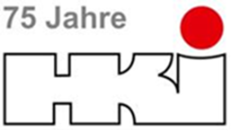 Alt-Text: „Jubiläumslogo des HKI Industrieverbandes mit der Aufschrift ‚75 Jahre HKI‘, symbolisiert langjährige Expertise im Ofen- und Luftheizungsbau sowie Engagement für Nachhaltigkeit und Innovation.