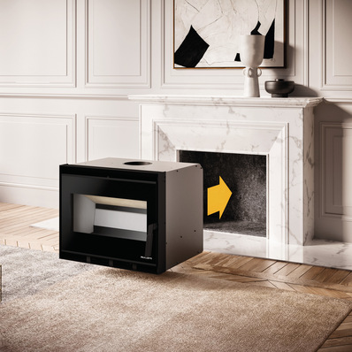 Palazzetti hat die Möglichkeit entwickelt, auch die Kamineinsätze mit Holzbeschickung Ecopalex über eine App zu steuern.