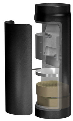 Zwei in eins: Schräder Abgastechnologie stellt den   „Future-Draft-Kat“ vor, die Kombination von automatischem Zugbegrenzer und Katalysatoreinheit.