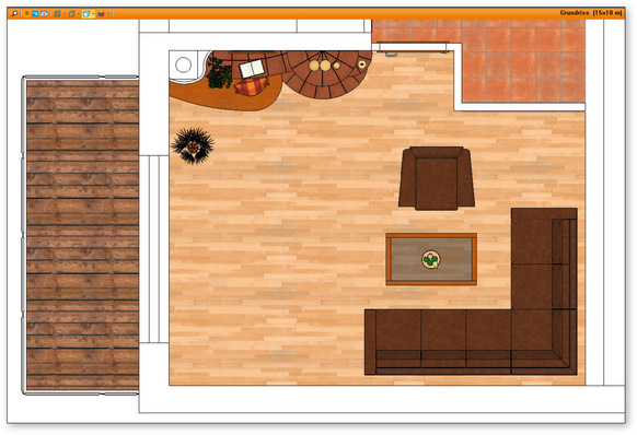 Abb. 1: Kachelofenanlage im Grundriss (Farbdarstellung)